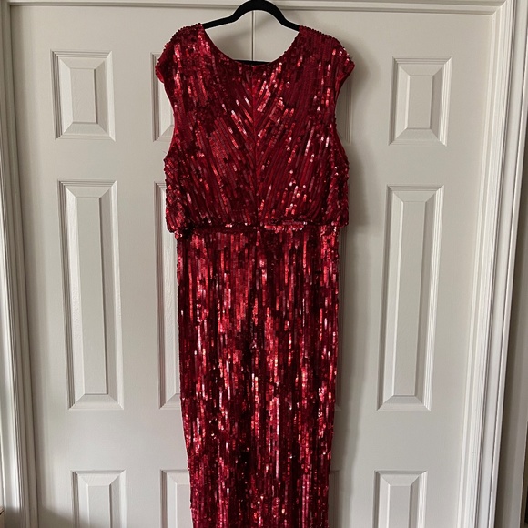Mac Duggal Red Sequin Jumpsuit - Picture 3 of 4